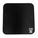 Black loading mat with rounded corners and white Jazzy and Go Go logos