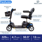 Pride Go Go Sport 3-Wheel Mobility Scooter | Rear Basket, Cup Holder & Saddle Bag Included