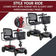 Pride Go Go Endurance AL 4 Wheel Mobility Scooter, Rear Storage Pod, Cell Phone Mount, Rear Basket, Light Aluminum Frame, 18