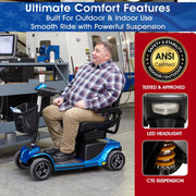 Pride Revo 2.0 Plus Accessories, Electric 4 Wheel Heavy Duty Pride Mobility Scooter for Adults, 400 lbs Capacity, 20