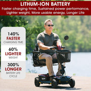 Pride Go Go Endurance AL 4 Wheel Mobility Scooter, Rear Storage Pod, Cell Phone Mount, Rear Basket, Light Aluminum Frame, 18