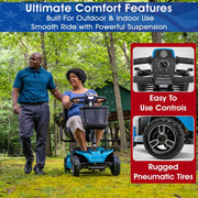 Mobility Yours Storage Pod + Pride Moobility Revo 2.0, Heavy Duty 4 Wheel Mobility Scooter for Adults, 400 lb Capacity, 20