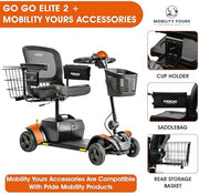 Pride Mobility Go Go Elite Traveller 2 Plus Accessoires, 4-Wheel Mobility Scooter for Seniors, EZ Turn Technology, 300 lb Capacity, Portable Electric Chair for Adults, Extended Warranty