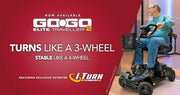 Pride Mobility Go Go Elite Traveller 2 Plus Accessoires, 4-Wheel Mobility Scooter for Seniors, EZ Turn Technology, 300 lb Capacity, Portable Electric Chair for Adults, Extended Warranty