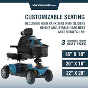 Pride Victory LX Sport + Accessories, Heavy Duty 4 Wheel Mobility Scooter for Adults and Seniors, Comfrot High Back Seating, 400 lb Capacity, LED Lighting, CTS Suspension, 8.6 MPH, Extended Warranty