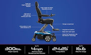Pride Mobility Jazzy Air 2 Power Wheelchair + Mobility Yours Accessories, Includes Setup and Instruction, Electric Wheelchair for Adults with Elevating Seat, 15 Miles per Charge, LED Lights, Warranty