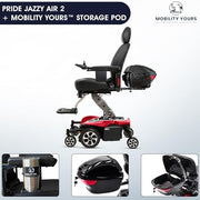Pride Mobility Jazzy Air 2 Power Wheelchair + Mobility Yours Accessories, Includes Setup and Instruction, Electric Wheelchair for Adults with Elevating Seat, 15 Miles per Charge, LED Lights, Warranty
