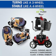 Pride Go Go Sport 3-Wheel Mobility Scooter | Rear Basket, Cup Holder & Saddle Bag Included