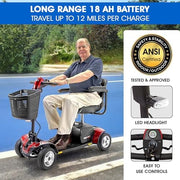Pride Go Go Sport 3-Wheel Mobility Scooter | Rear Basket, Cup Holder & Saddle Bag Included