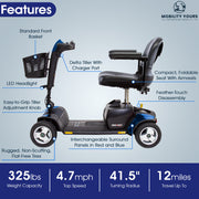 Pride Go Go Sport 4-Wheel Mobility Scooter | Rear Storage Pod & Cup Holder Included
