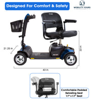 Pride Go Go Sport 4-Wheel Mobility Scooter | Rear Storage Pod & Cup Holder Included