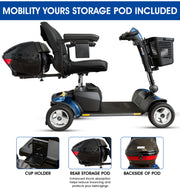 Pride Go Go Sport 4-Wheel Mobility Scooter | Rear Storage Pod & Cup Holder Included